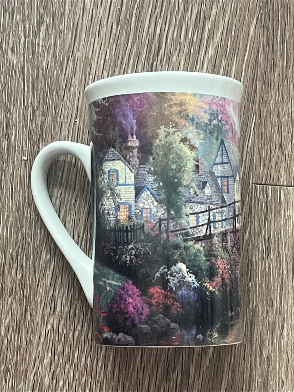 Thomas Kinkade “Hometown Bridge” Scenic Cottage Art Ceramic Mug